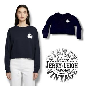 Disney Jerry Leigh Top Vintage Black Mickey Mouse Long Sleeve Cropped Size Large